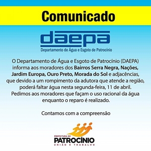 ATENÇÃO: DAEPA COMUNICA