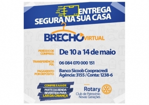 COM PARTE DA RENDA AO LAR DA CRIANÇA, ROTARY NOVAS GERAÇÕES REALIZA BRECHÓ VIRTUAL