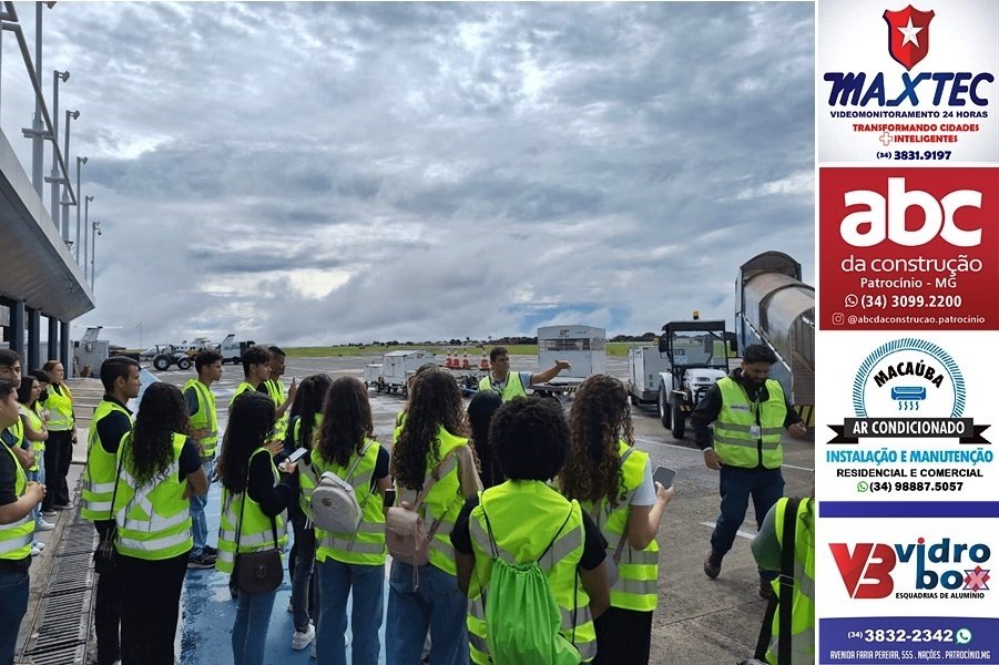 ALUNOS DE ARQUITETURA E ENGENHARIA CIVIL DE PATROCÍNIO EXPLORAM O AEROPORTO DE UBERLÂNDIA EM VISITA TÉCNICA