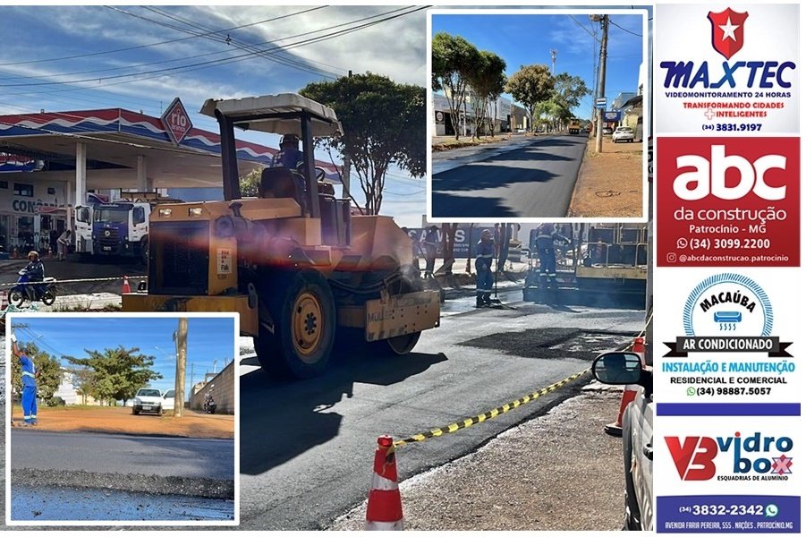 SEMOP REALIZA ASFALTAMENTO DA AV FARIA PEREIRA, NO BAIRRO NAÇÕES, E ESPESSURA DO ASFALTO IMPRESSIONA