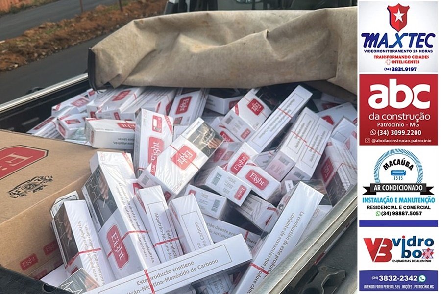 PATROCÍNIO: POLÍCIA MILITAR APREENDE 100 MIL CIGARROS CONTRABANDEADOS E PRENDE AUTOR