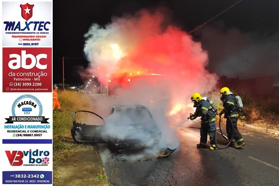 INCÊNDIO DESTRÓI CARRO NO BAIRRO PADRE EUSTÁQUIO, EM PATROCÍNIO