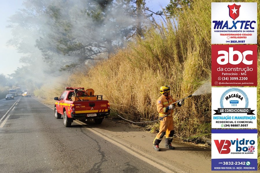 CORPO DE BOMBEIROS AGE RÁPIDO PARA DEBELAR FOGO ÀS MARGENS DA MG-230