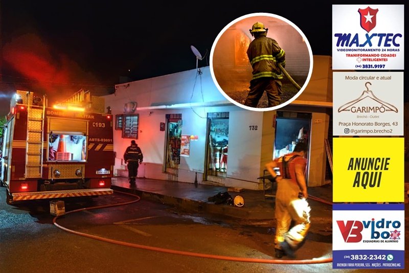 BOMBEIROS CONTROLAM INCÊNDIO NO CENTRO DE PATROCÍNIO E EVITAM DANOS MAIORES