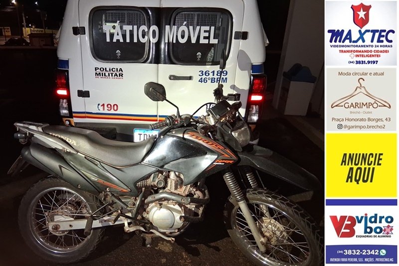 PM RECUPERA MOTO FURTADA E PRENDE SUSPEITO POR RECEPTAÇÃO EM PATROCÍNIO