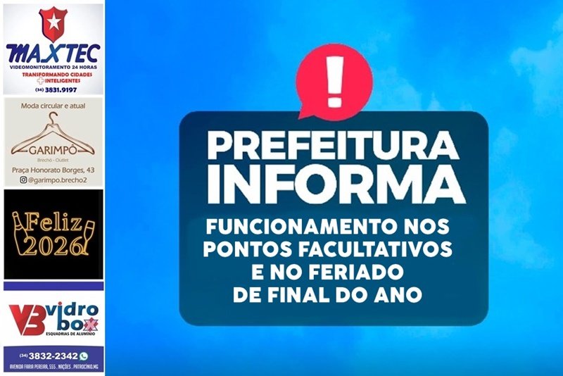 ATENDIMENTO DOS SERVIÇOS MUNICIPAIS NOS PONTOS FACULTATIVOS E FERIADO DO FINAL DE ANO