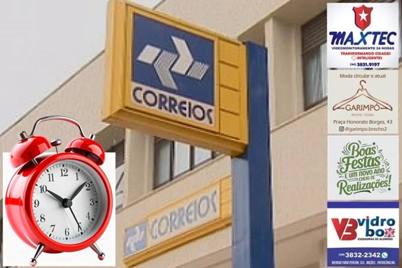 CORREIO CENTRAL DE PATROCÍNIO DIVULGA HORÁRIO DE FUNCIONAMENTO NO FIM DE ANO