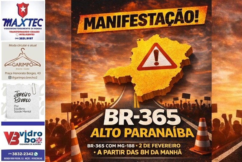 MANIFESTAÇÃO NA BR-365 CHAMA ATENÇÃO PARA ACIDENTES FATAIS E PEDÁGIO SEM DUPLICAÇÃO