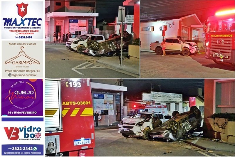 COLISÃO COM CAPOTAMENTO NA MADRUGADA MOBILIZA EQUIPE DE RESGATE DOS BOMBEIROS NO CENTRO