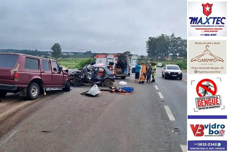 COLISÃO NA BR-365 DEIXA UMA VÍTIMA FATAL E DOIS FERIDOS GRAVES PRÓXIMO A PATOS DE MINAS