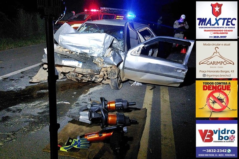 BOMBEIROS DE PATROCÍNIO ATENDEM COLISÃO NA BR-146; ACIDENTE DEIXA TRÊS FERIDOS