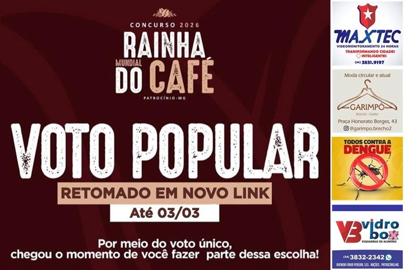 NOVO LINK NO AR! VOTAÇÃO POPULAR PARA O CONCURSO RAINHA MUNDIAL DO CAFÉ É RETOMADA 