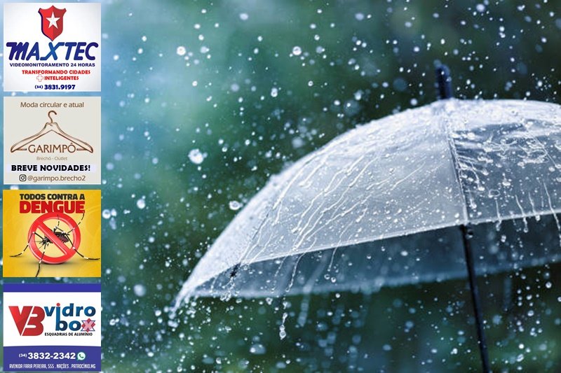 Transparent umbrella under heavy rain against water drops splash background. Rainy weather concept.