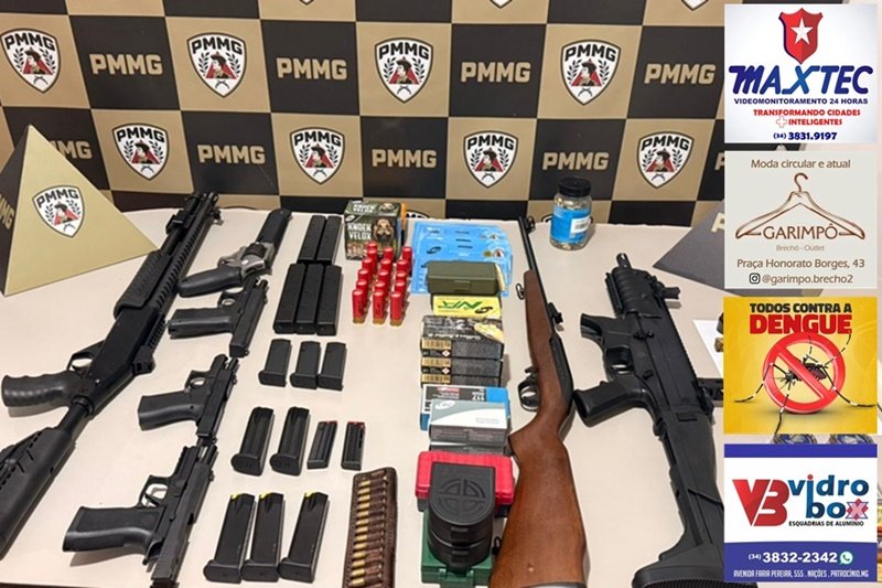 PODER DE FOGO: PMMG APREENDE ARMAS E DROGAS APÓS ACIDENTE DE TRÂNSITO EM MONTE CARMELO