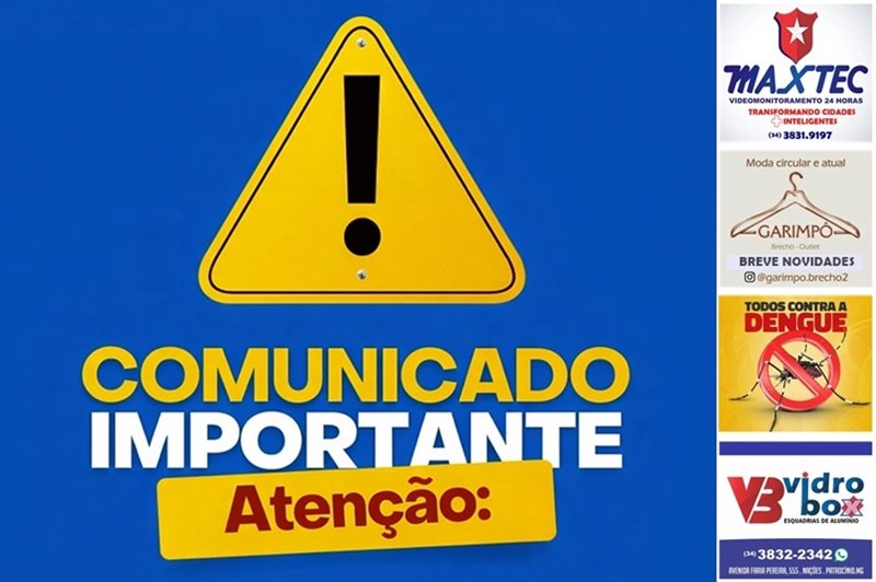 FUNCIONAMENTO DOS SERVIÇOS MUNICIPAIS NA SEMANA SANTA E ANIVERSÁRIO DE PATROCÍNIO