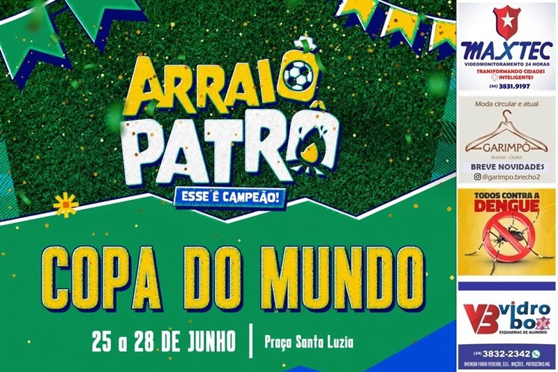 CULTURA: ARRAIÔ PATRÔ 2026 ACONTECE EM JUNHO COM O TEMA ‘COPA DO MUNDO’