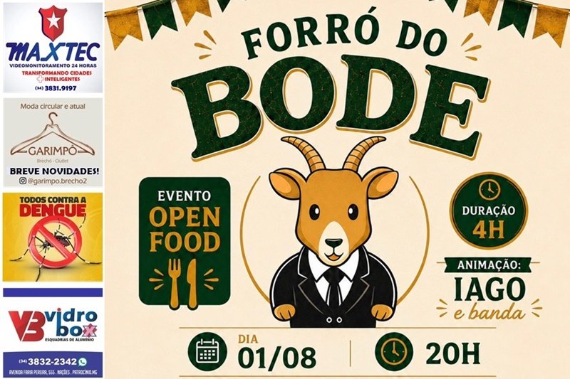 FORRÓ DO BODE PROMETE ANIMAR A NOITE COM OPEN FOOD, MÚSICA AO VIVO E CLIMA JUNINO