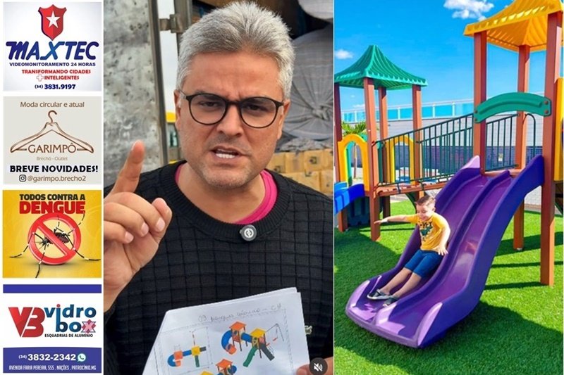 NOVOS PARQUINHOS VÃO TRANSFORMAR ESPAÇOS DE LAZER EM PATROCÍNIO, ANUNCIA MALAGOLI