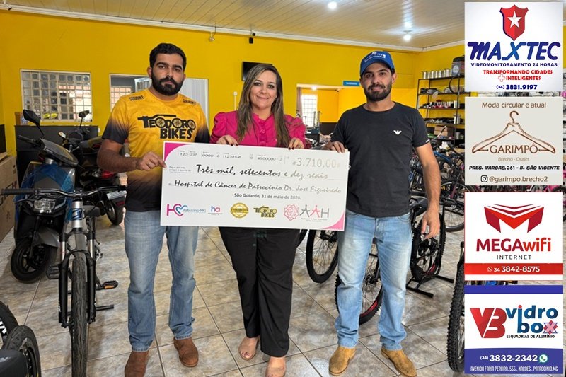 SOLIDARIEDADE: TRILHÃO MTB EM SÃO GOTARDO DESTINA DOAÇÃO AO HOSPITAL DO CÂNCER DE PATROCÍNIO