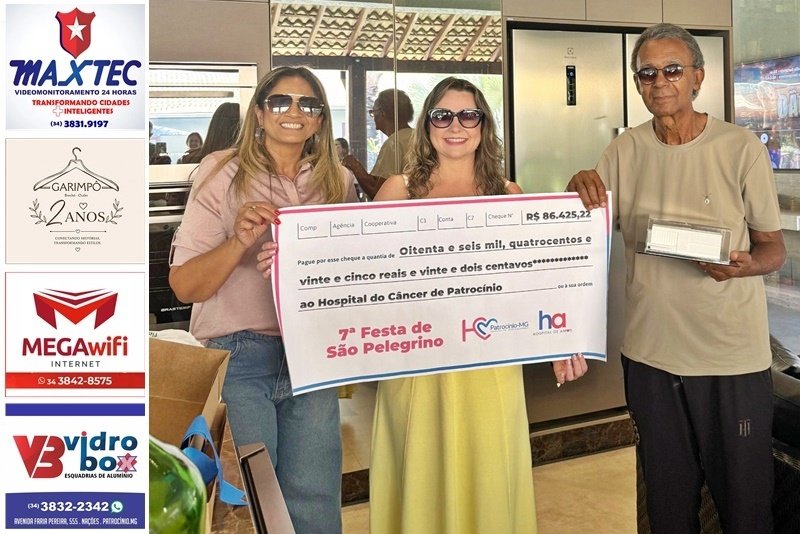 7ª FESTA EM LOUVOR A SÃO PELEGRINO ARRECADA MAIS DE R$ 86 MIL PARA O HC PATROCÍNIO