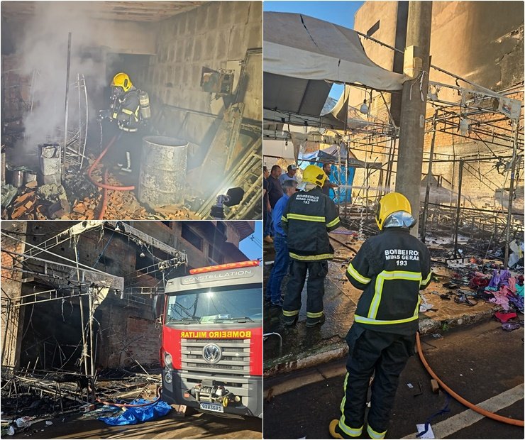 INCÊNDIO ATINGE BARRACAS E PARTE DE CONSTRUÇÃO EM ROMARIA NESTA MADRUGADA