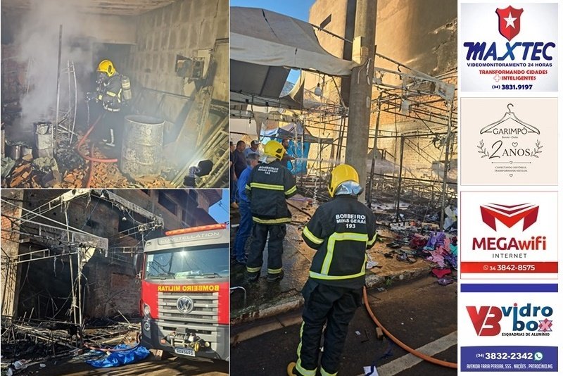 INCÊNDIO ATINGE BARRACAS E PARTE DE CONSTRUÇÃO EM ROMARIA NESTA MADRUGADA