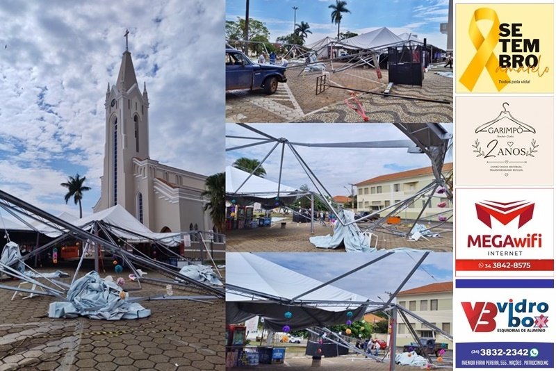 VENTANIA DERRUBA ESTRUTURA DURANTE FESTA DE N SRA DO PATROCÍNIO E PROGRAMAÇÃO DE BARRAQUINHAS É CANCELADA